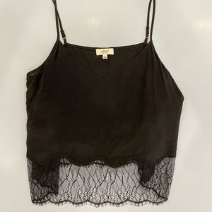 Wilfred silk black tank top with lace
